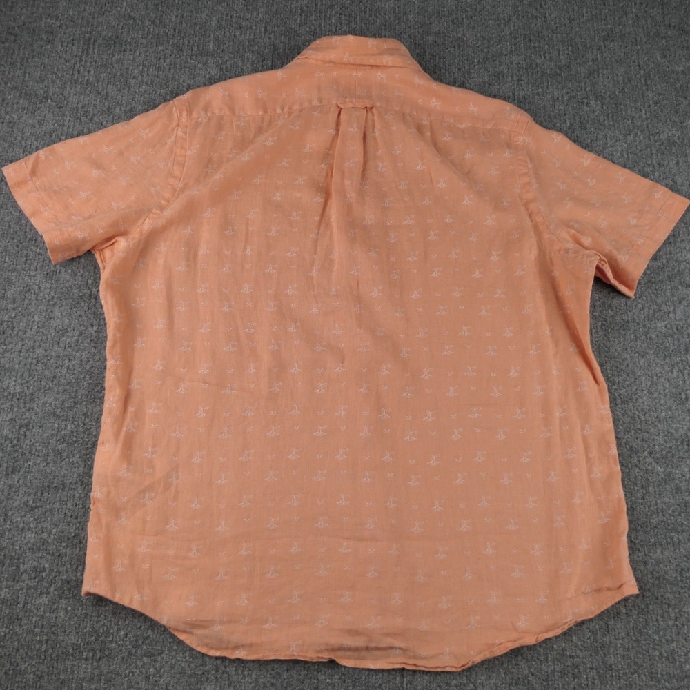Ralph Lauren Shirt Mens Large Orange Lighthouse Print Linen Short Sleeve Classic - Picture 3 of 12